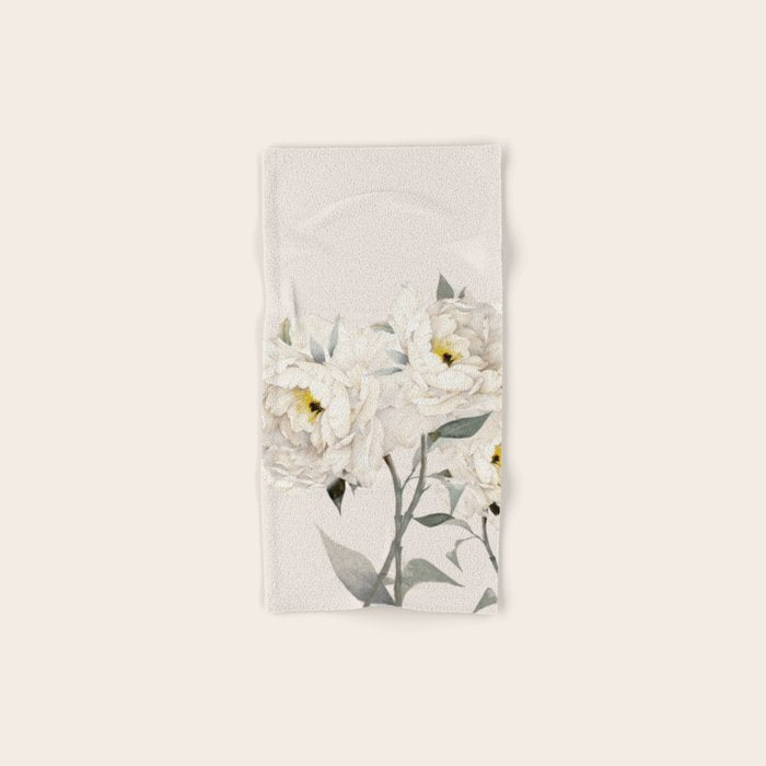 White Peonies Hand & Bath Towel Gallery Image 1
