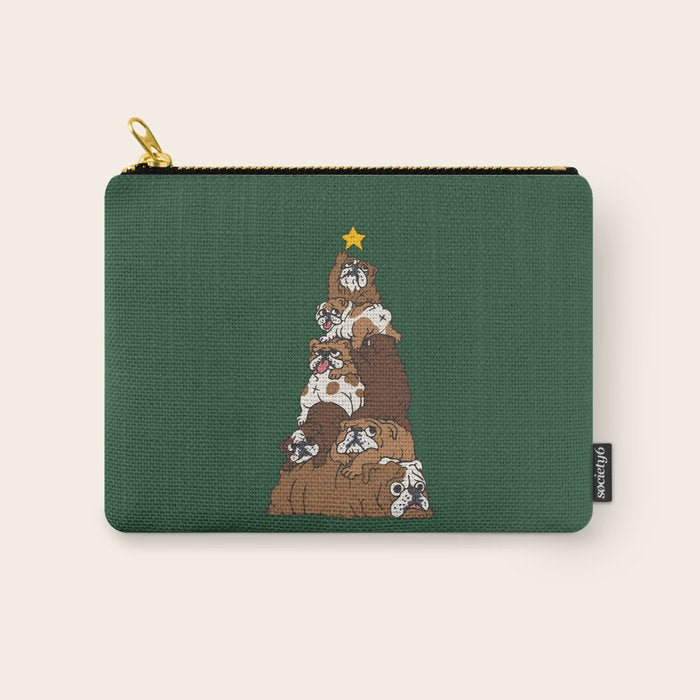Christmas Tree English Bulldog Carry All Pouch Gallery Image 1