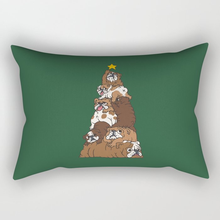 Christmas Tree English Bulldog Rectangular Pillow Gallery Image 1