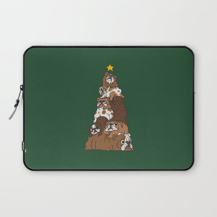 Christmas Tree English Bulldog Laptop Sleeve Gallery Image 1
