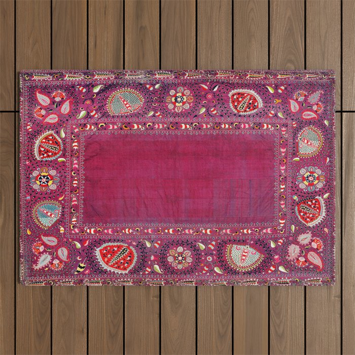 Shakhrisyabz  Southwest Uzbekistan Suzani Embroidery Print Outdoor Rug Gallery Image 1