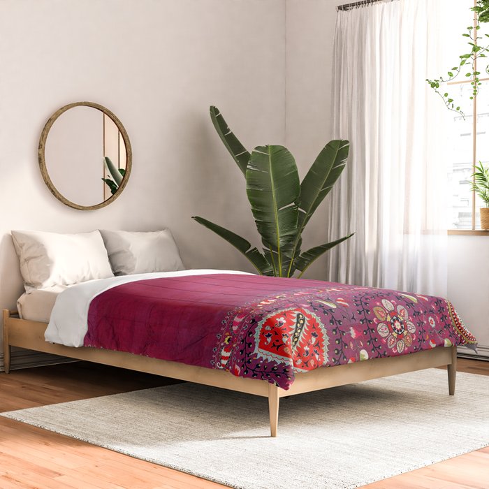 Shakhrisyabz  Southwest Uzbekistan Suzani Embroidery Print Comforter Gallery Image 2