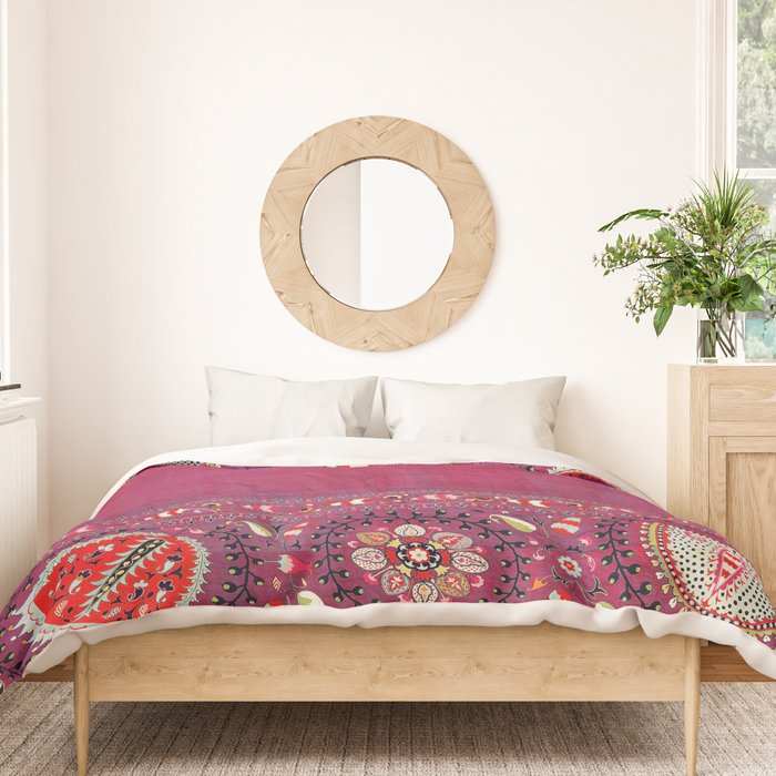 Shakhrisyabz  Southwest Uzbekistan Suzani Embroidery Print Duvet Cover Gallery Image 3