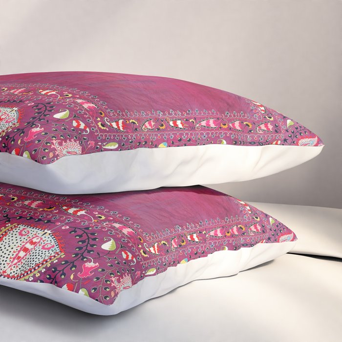Shakhrisyabz  Southwest Uzbekistan Suzani Embroidery Print Pillow Sham Gallery Image 3
