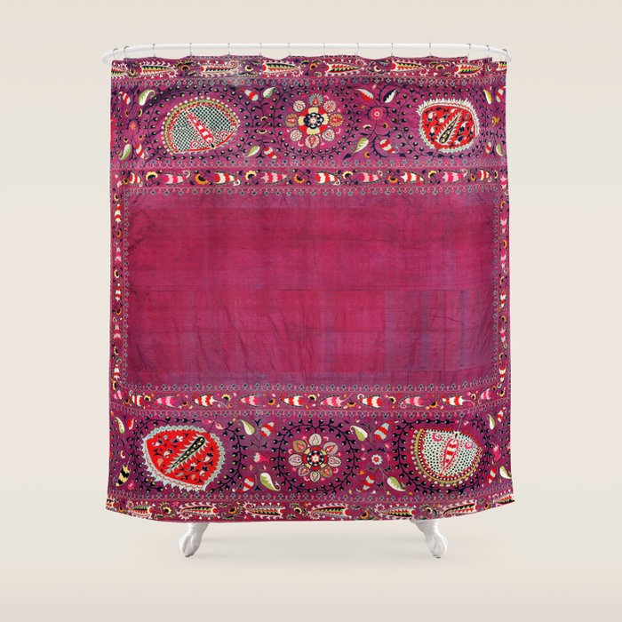 Shakhrisyabz  Southwest Uzbekistan Suzani Embroidery Print Shower Curtain Gallery Image 1