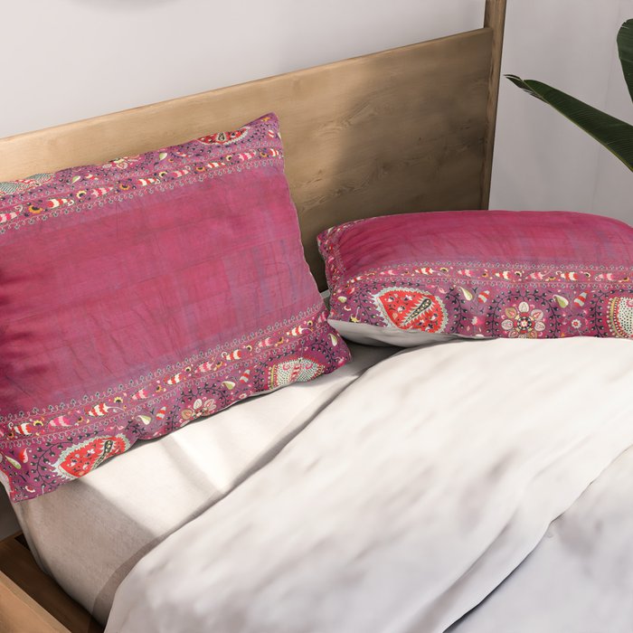 Shakhrisyabz  Southwest Uzbekistan Suzani Embroidery Print Pillow Sham Gallery Image 2