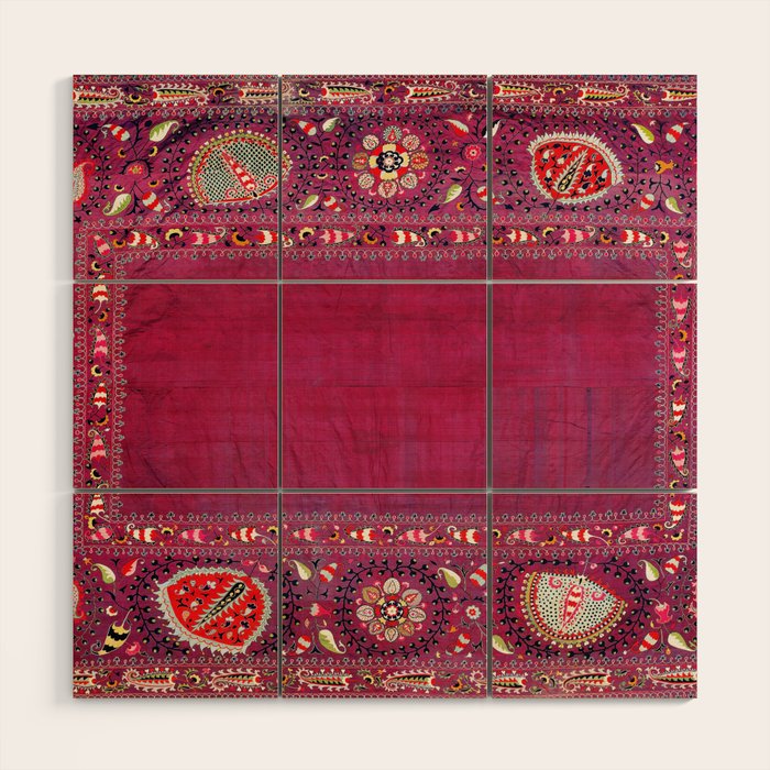Shakhrisyabz  Southwest Uzbekistan Suzani Embroidery Print Wood Wall Art Gallery Image 1