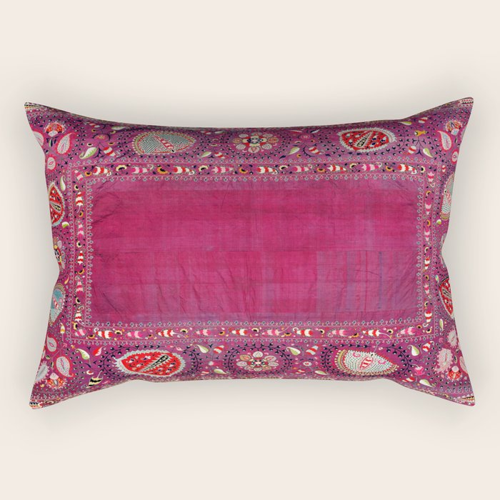 Shakhrisyabz  Southwest Uzbekistan Suzani Embroidery Print Rectangular Pillow Gallery Image 2