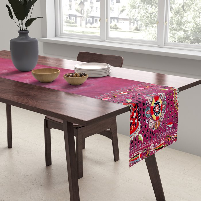 Shakhrisyabz  Southwest Uzbekistan Suzani Embroidery Print Table Runner Gallery Image 2