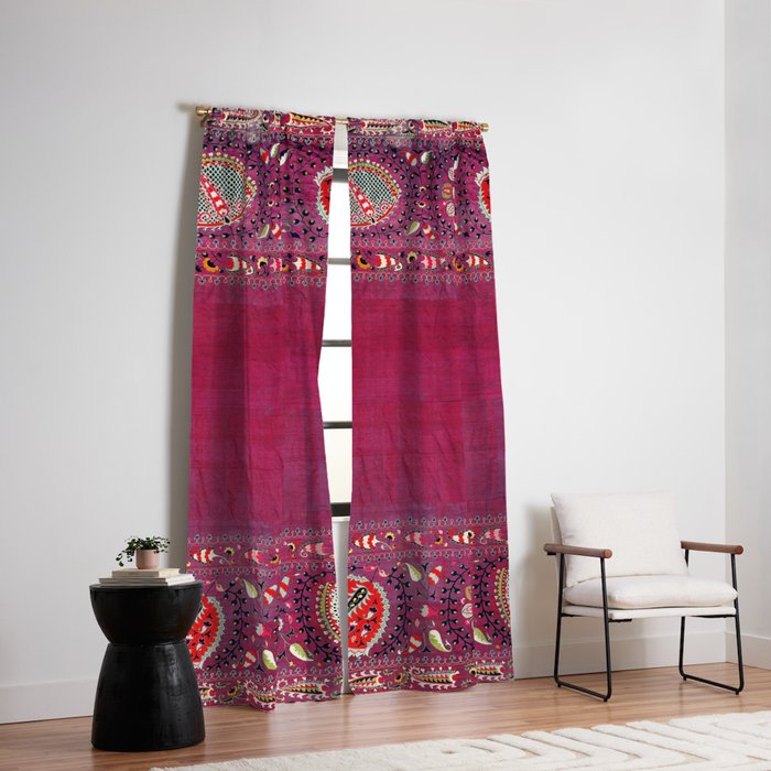 Shakhrisyabz  Southwest Uzbekistan Suzani Embroidery Print Window Curtain Gallery Image 2