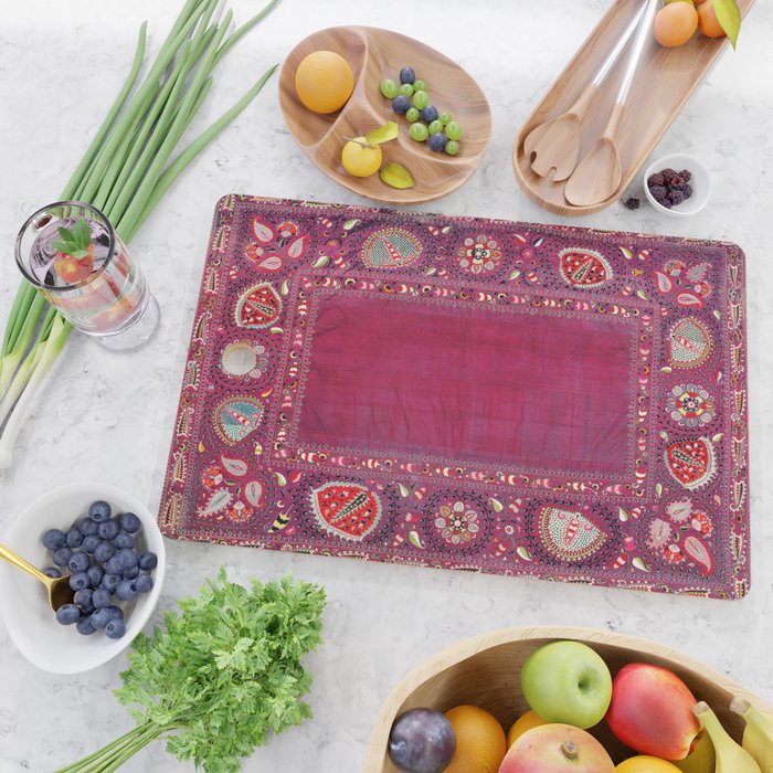Shakhrisyabz  Southwest Uzbekistan Suzani Embroidery Print Cutting Board Gallery Image 2