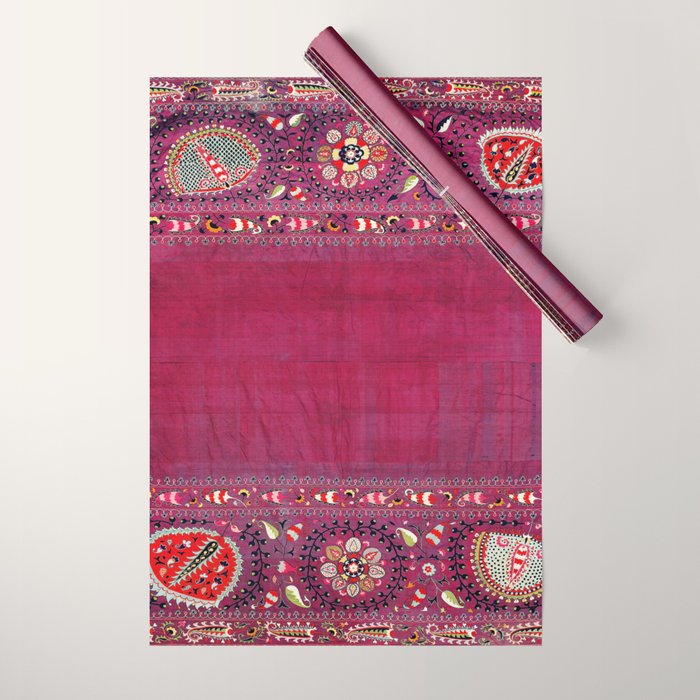 Shakhrisyabz  Southwest Uzbekistan Suzani Embroidery Print Wrapping Paper Gallery Image 1