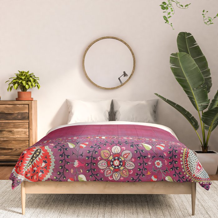 Shakhrisyabz  Southwest Uzbekistan Suzani Embroidery Print Comforter Gallery Image 3