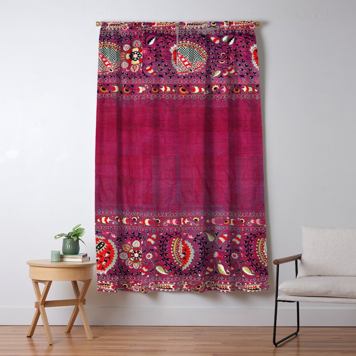 Shakhrisyabz  Southwest Uzbekistan Suzani Embroidery Print Window Curtain Gallery Image 5