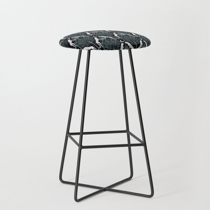 Night Cheetahs - black, white, and blue Stool Gallery Image 1