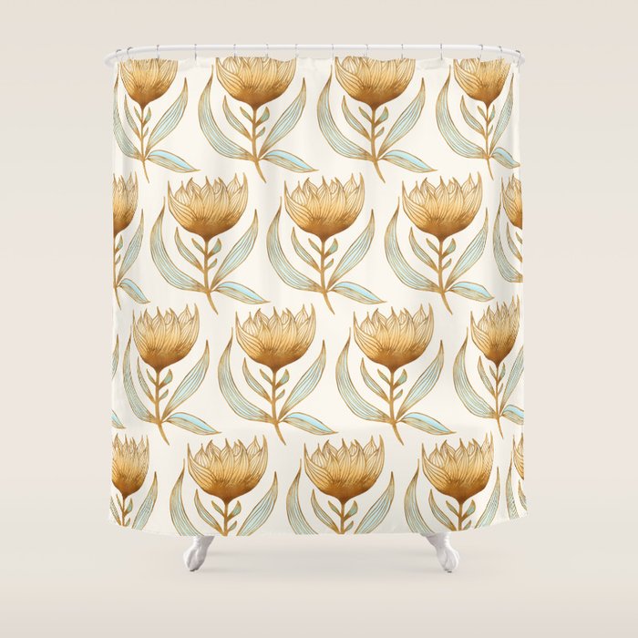 Bohemian Sunflower Pattern Shower Curtain Gallery Image 1