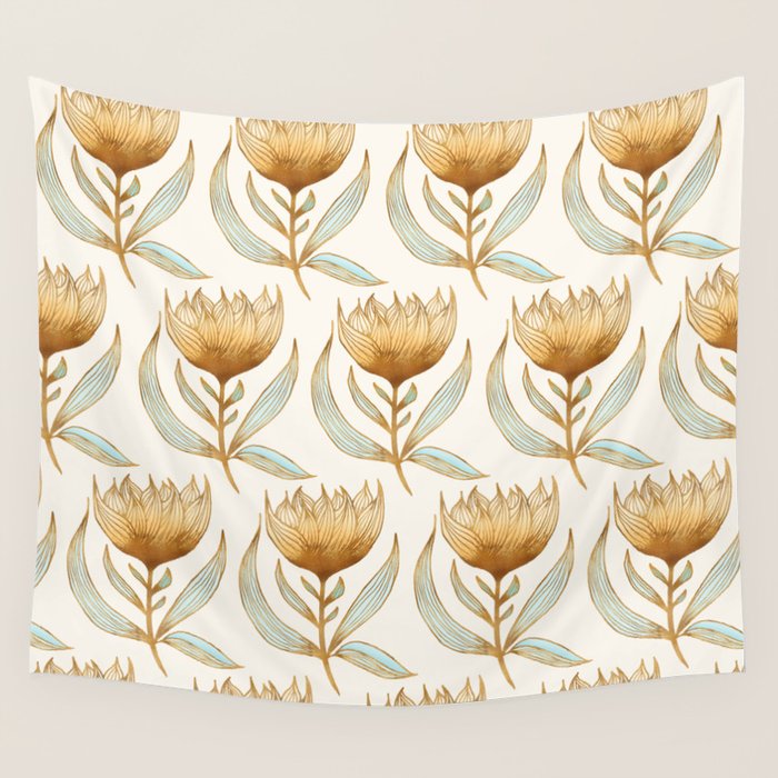 Bohemian Sunflower Pattern Wall Tapestry Gallery Image 4