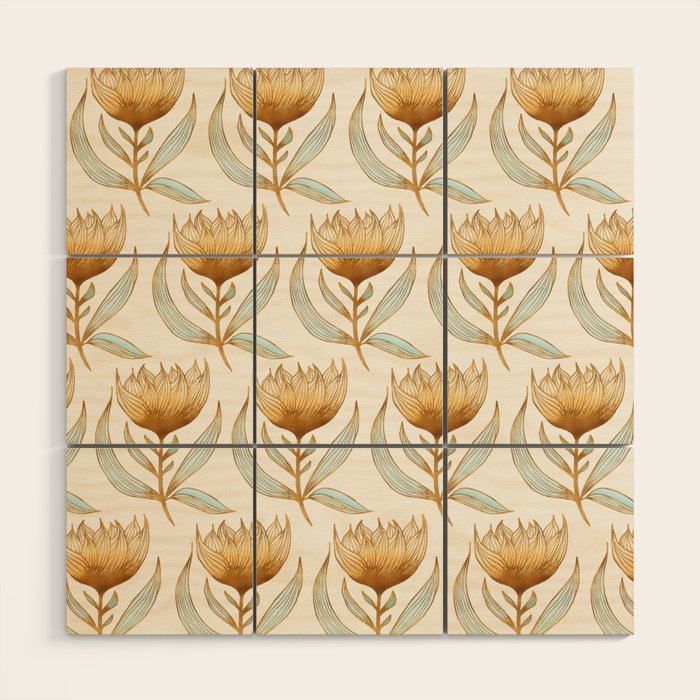 Bohemian Sunflower Pattern Wood Wall Art Gallery Image 1