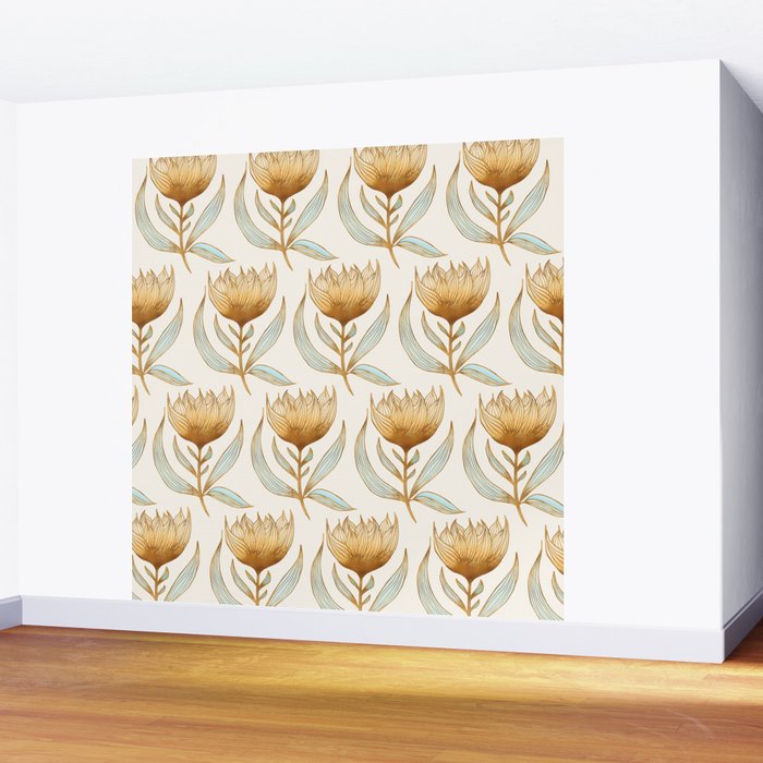 Bohemian Sunflower Pattern Wall Mural Gallery Image 2