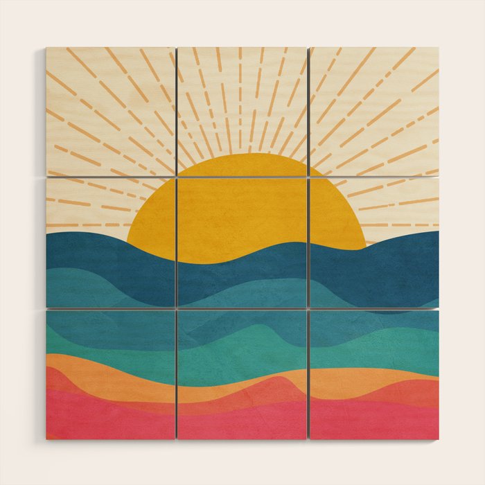 Sea Sunrise Wood Wall Art Gallery Image 1