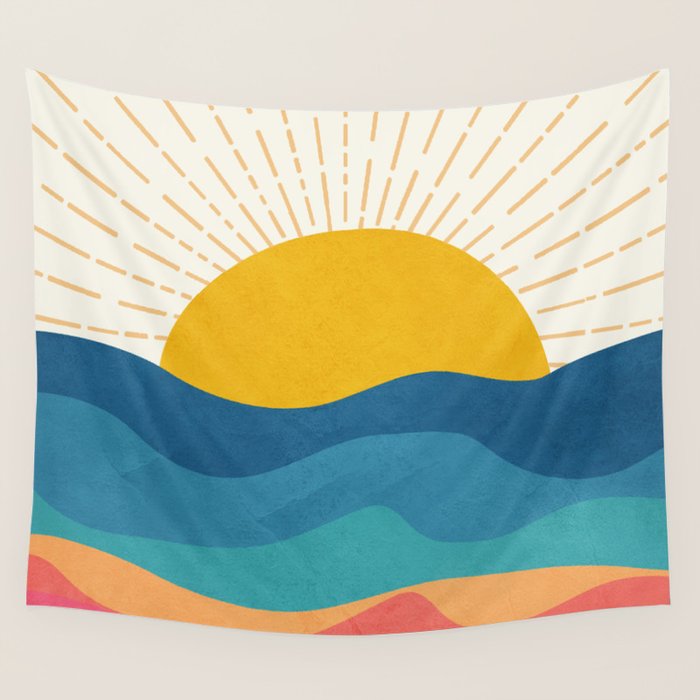 Sea Sunrise Wall Tapestry Gallery Image 4