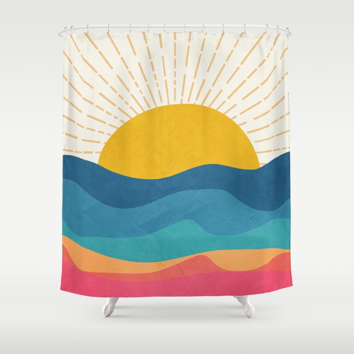 Sea Sunrise Shower Curtain Gallery Image 1