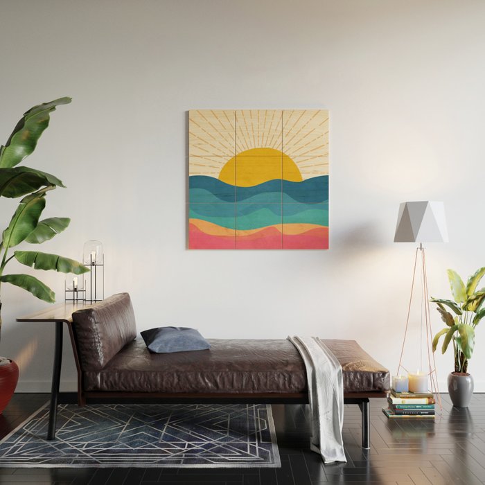 Sea Sunrise Wood Wall Art Gallery Image 2