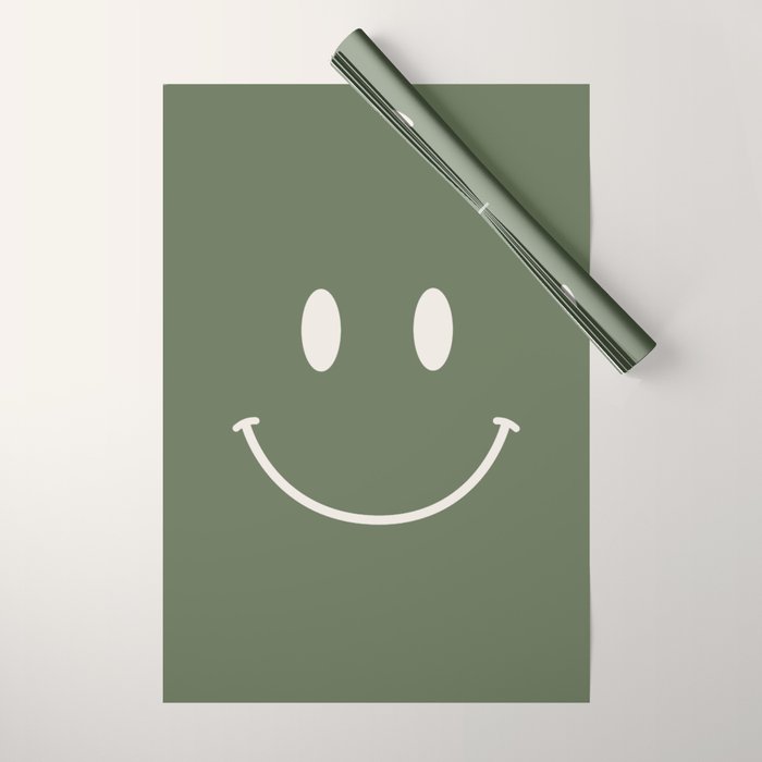 Smile Muted Green Wrapping Paper Gallery Image 1