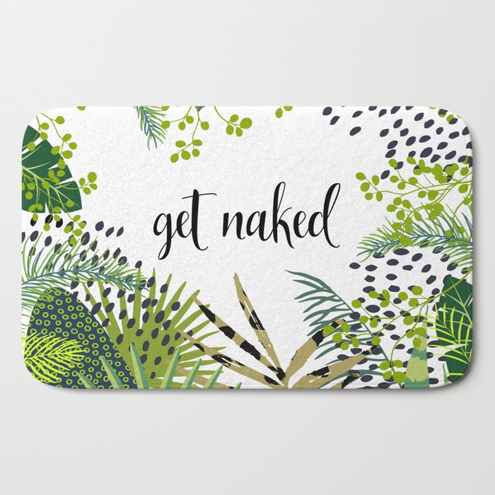 Get Naked Quote, Tropical Palm Leaf Jungle Bath Mat Gallery Image 2
