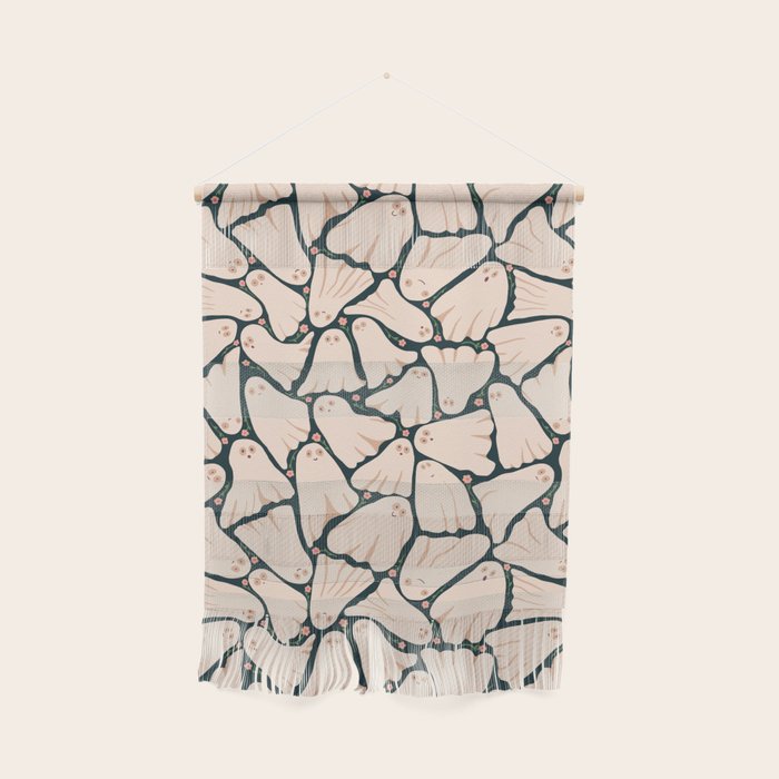 Little ghosts and flowers halloween pattern Wall Hanging Gallery Image 1