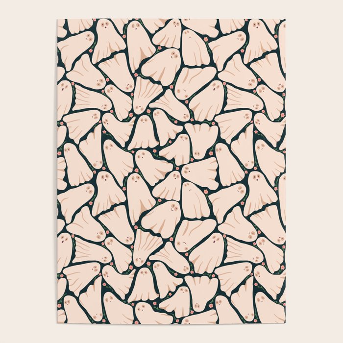 Little ghosts and flowers halloween pattern Poster Gallery Image 4