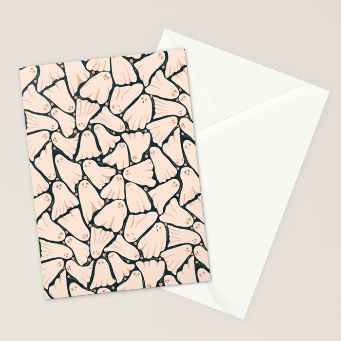 Little ghosts and flowers halloween pattern Stationery Card Gallery Image 2
