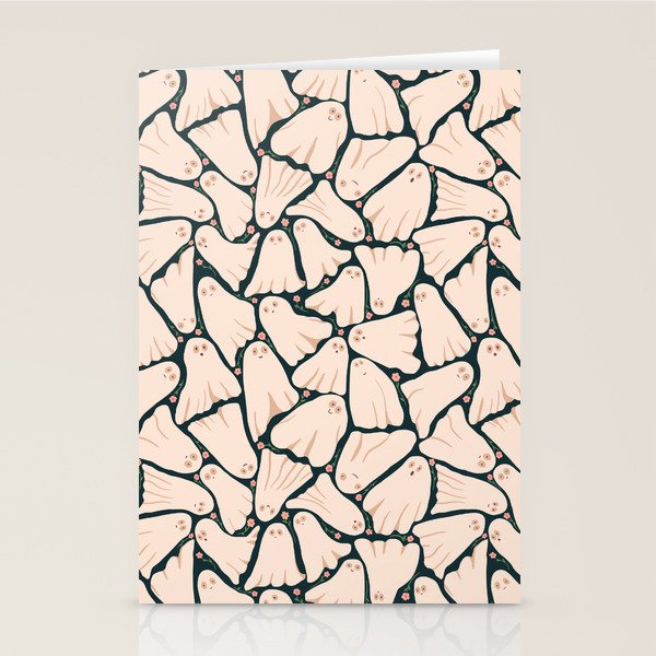 Little ghosts and flowers halloween pattern Stationery Card Gallery Image 1