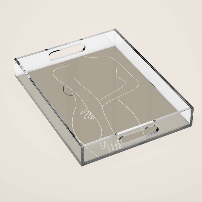 Minimal Line Art Woman Figure III Acrylic Tray Gallery Image 1