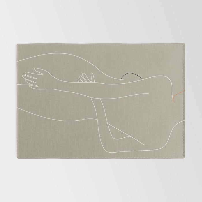 Minimal Line Art Woman Figure III Rug Gallery Image 2