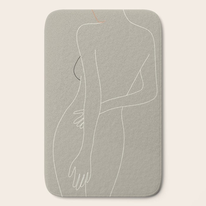 Minimal Line Art Woman Figure III Bath Mat Gallery Image 2