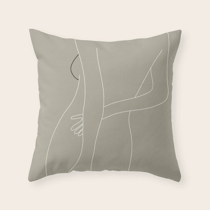 Minimal Line Art Woman Figure III Throw Pillow Gallery Image 6
