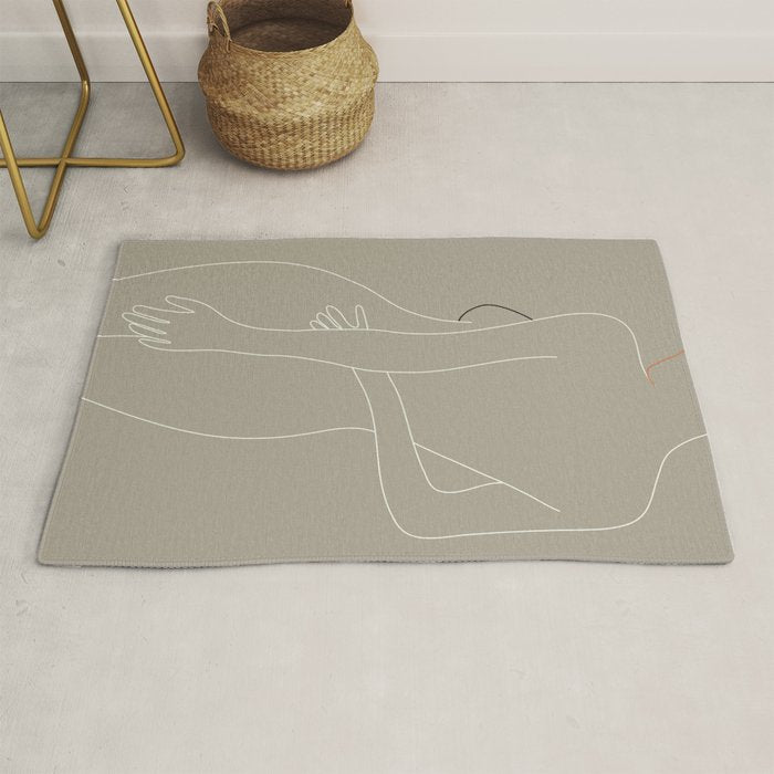 Minimal Line Art Woman Figure III Rug Gallery Image 1