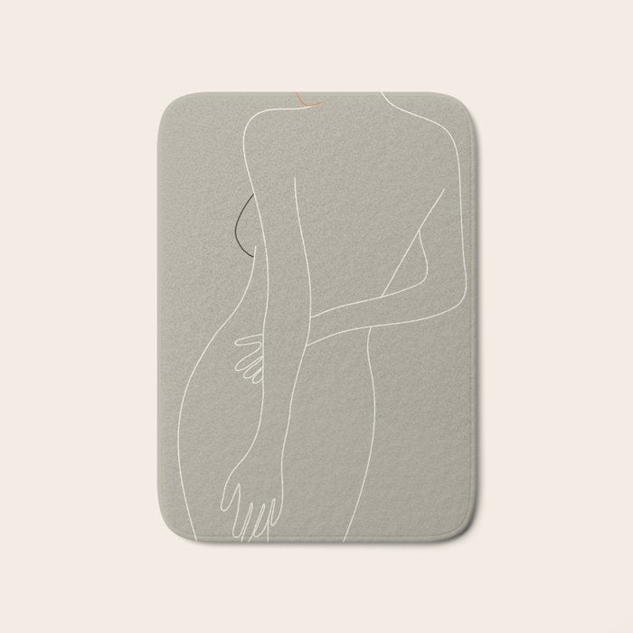 Minimal Line Art Woman Figure III Bath Mat Gallery Image 1