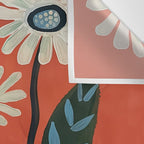 Terracotta Abstract Daisy Flowers Wall Tapestry Gallery Image 3