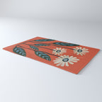 Terracotta Abstract Daisy Flowers Rug Gallery Image 3