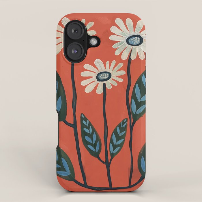 Terracotta Abstract Daisy Flowers iPhone Case Gallery Image 1