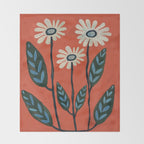 Terracotta Abstract Daisy Flowers Throw Blanket Gallery Image 2