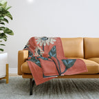 Terracotta Abstract Daisy Flowers Throw Blanket Gallery Image 1