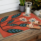 Terracotta Abstract Daisy Flowers Outdoor Rug Gallery Image 2