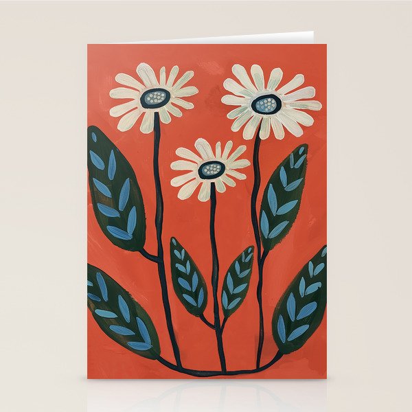 Terracotta Abstract Daisy Flowers Stationery Card Gallery Image 1