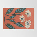 Terracotta Abstract Daisy Flowers Rug Gallery Image 2
