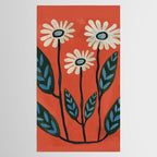 Terracotta Abstract Daisy Flowers Tablecloth Gallery Image 2