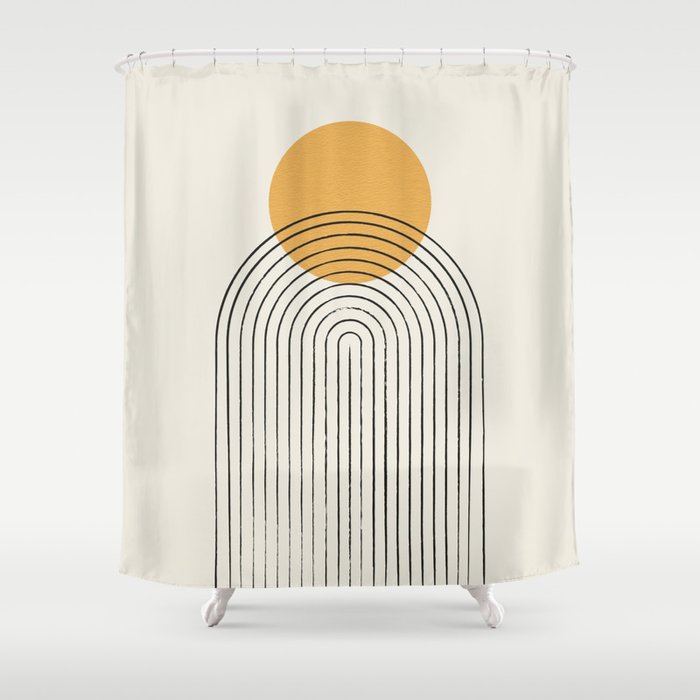 Gold Sun rainbow mountain Shower Curtain Gallery Image 1