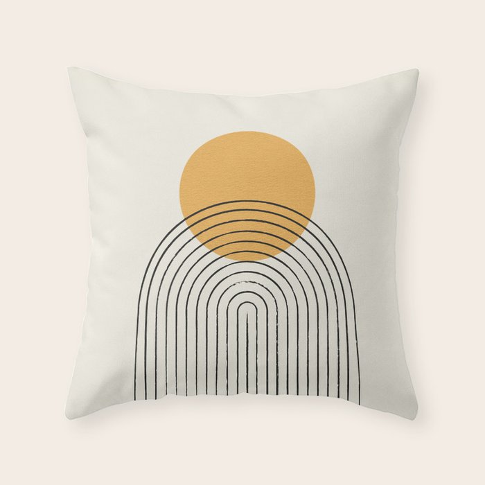 Gold Sun rainbow mountain Throw Pillow Gallery Image 1